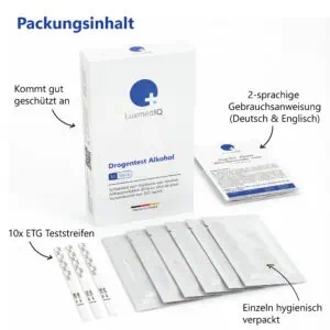 LuxmedIQ Drogentest Alkohol ETG Packungsinhalt